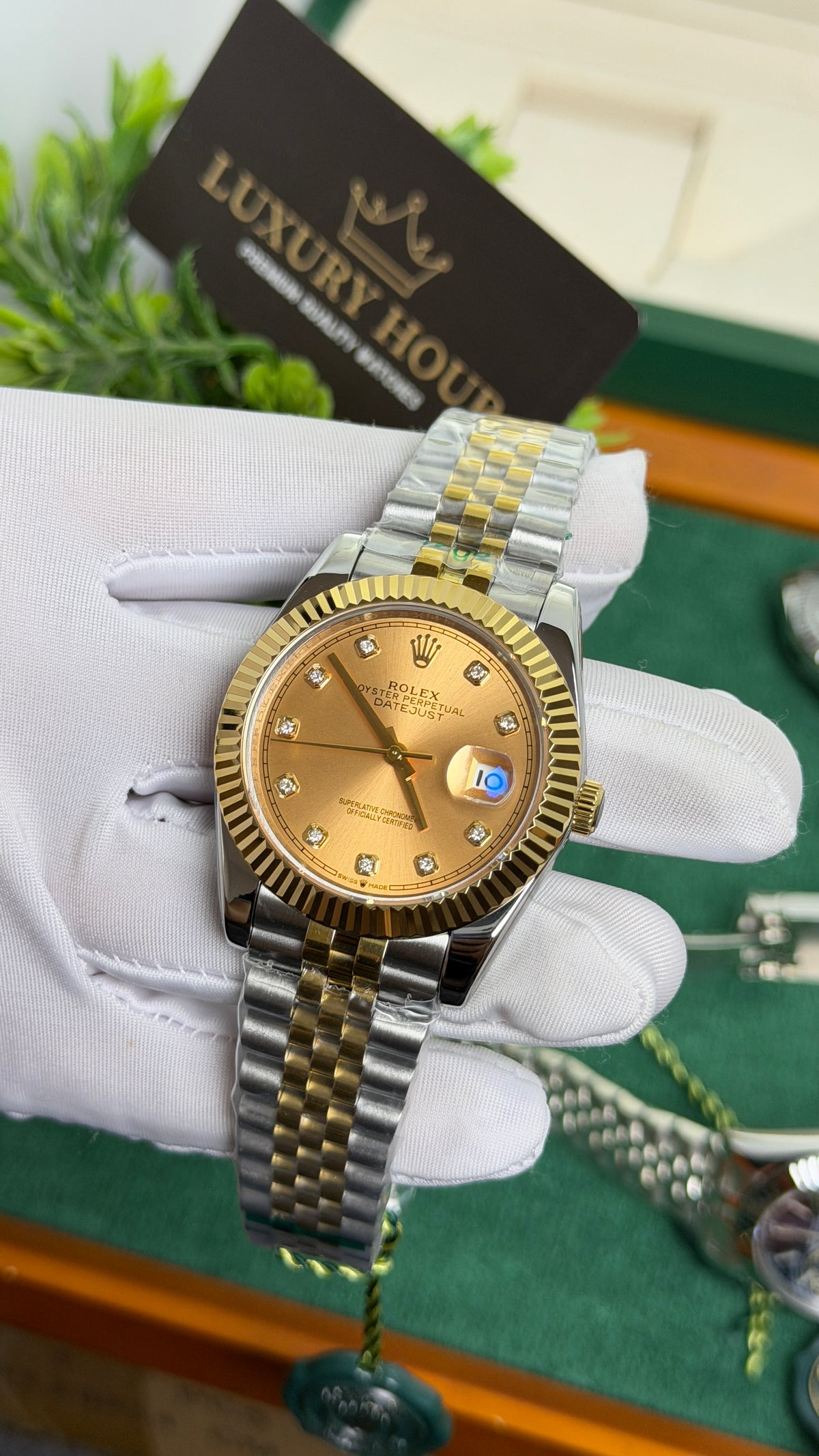Yellow Gold Two Tone with Rose Gold Dial.