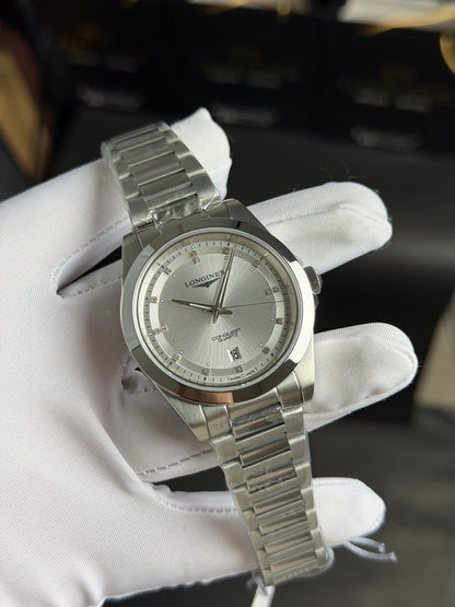 Silver with White Dial.