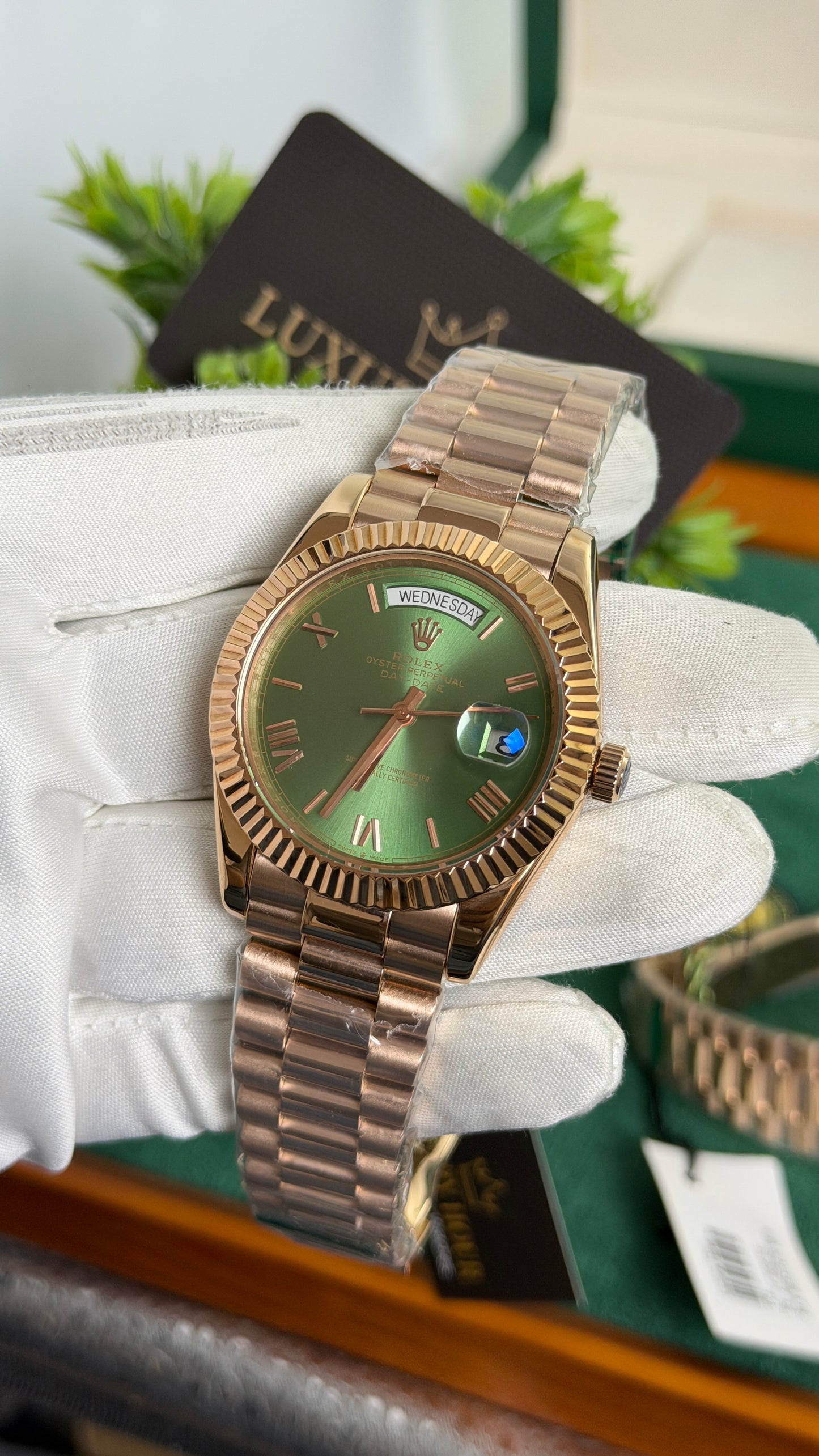 Rose Gold with Green Dial🔥