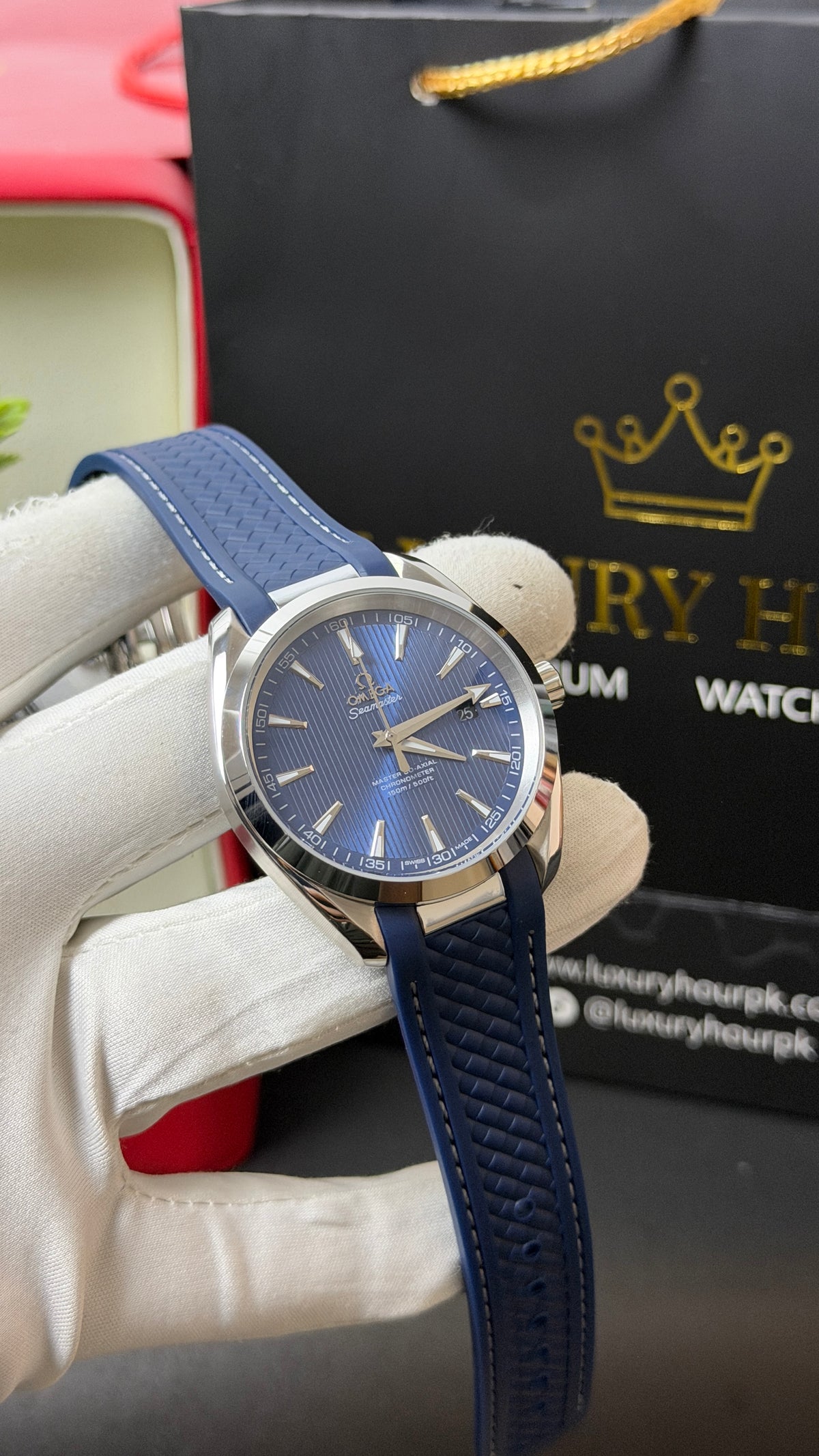 Silver with Blue Dial.