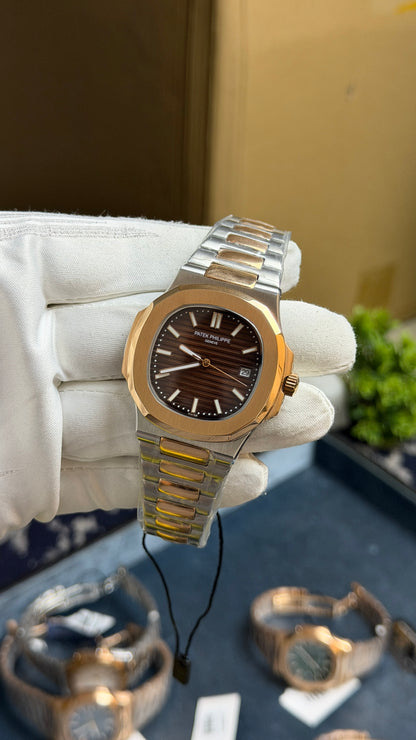 Rose Gold Two Tone with Chocolate Dial.