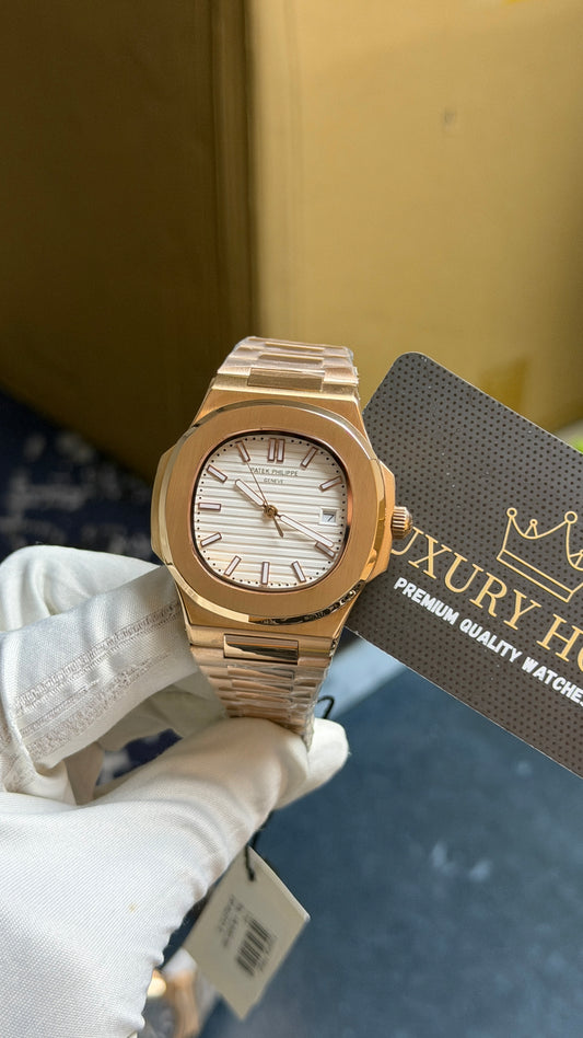 Rose Gold with White Dial.