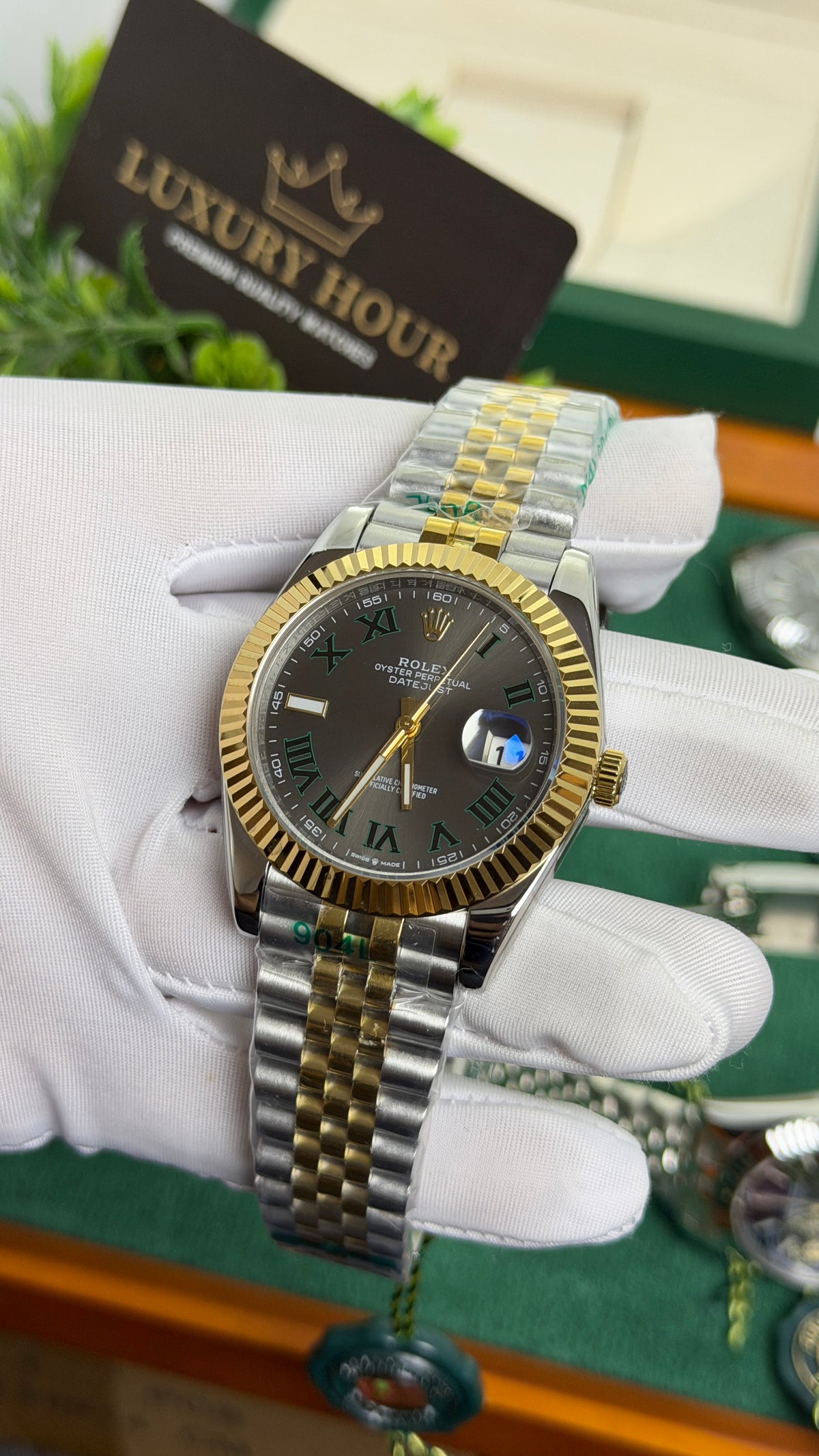 Yellow Gold Two Tone with Grey Dial.