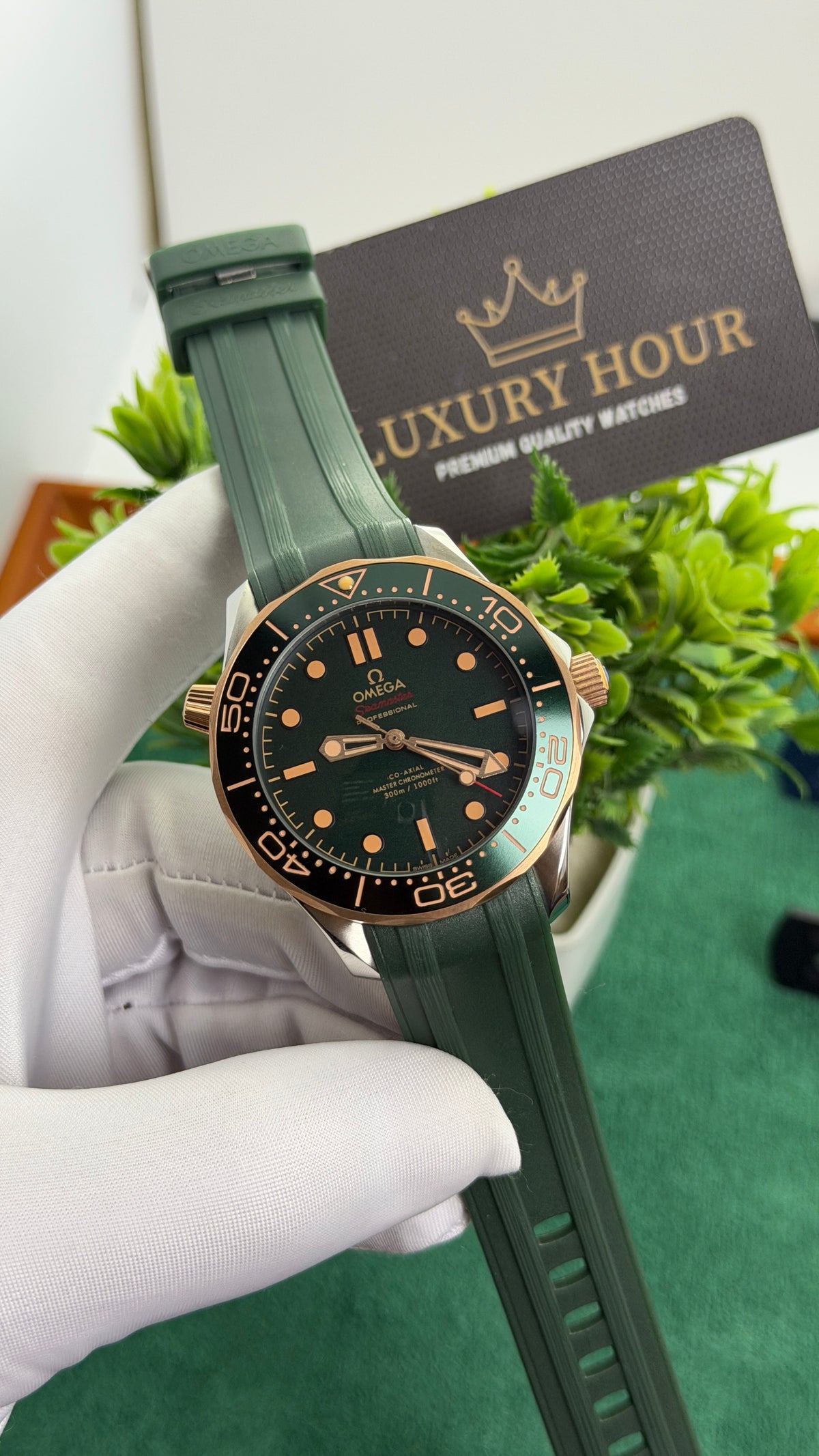 Rose Gold with Olive Dial.
