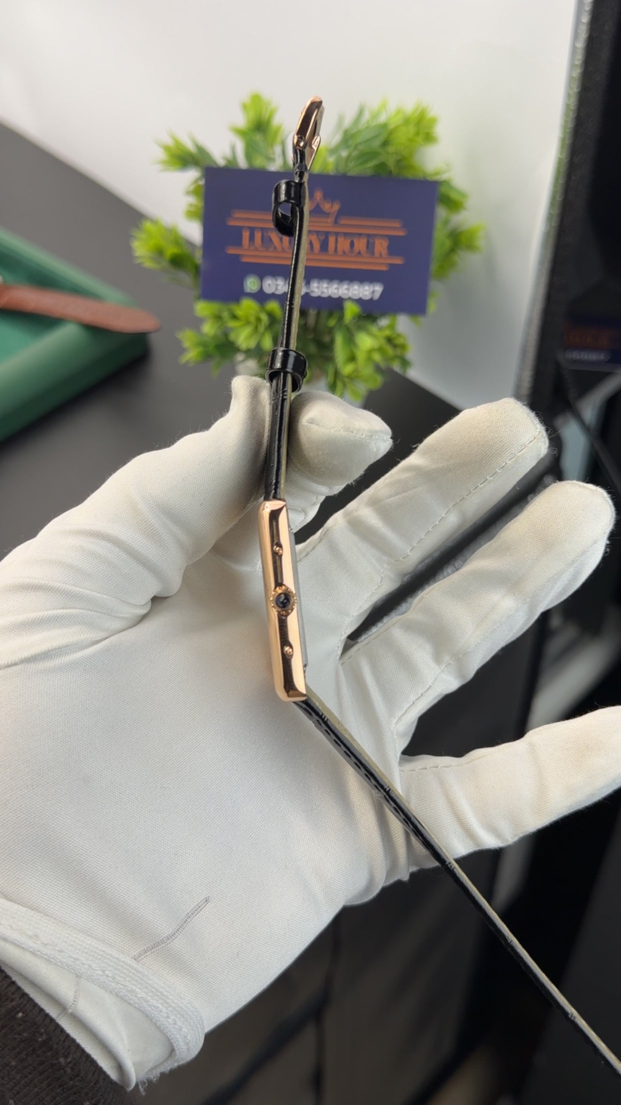 Rose Gold with black strap🔥