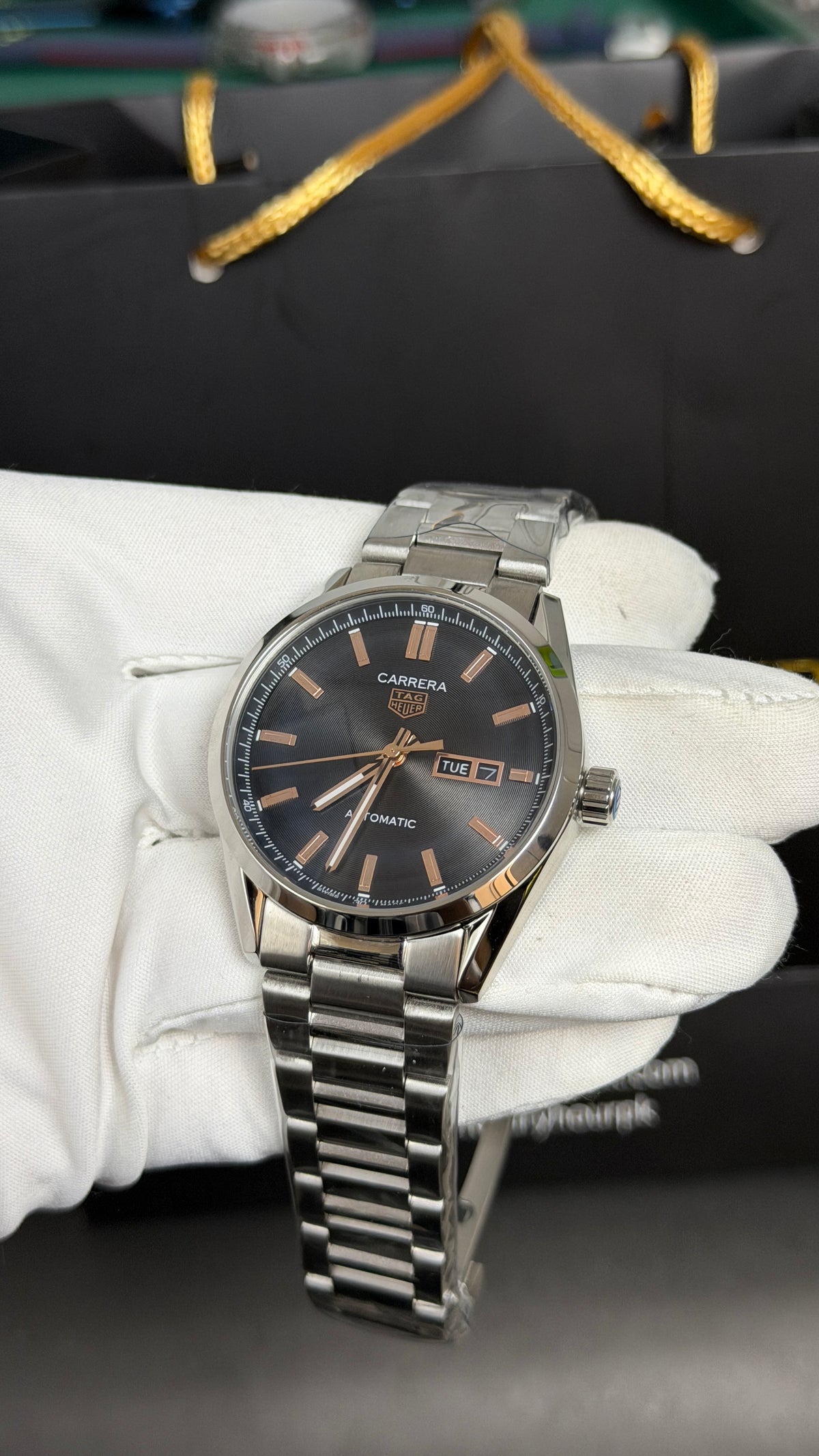 Silver with Black Dial.