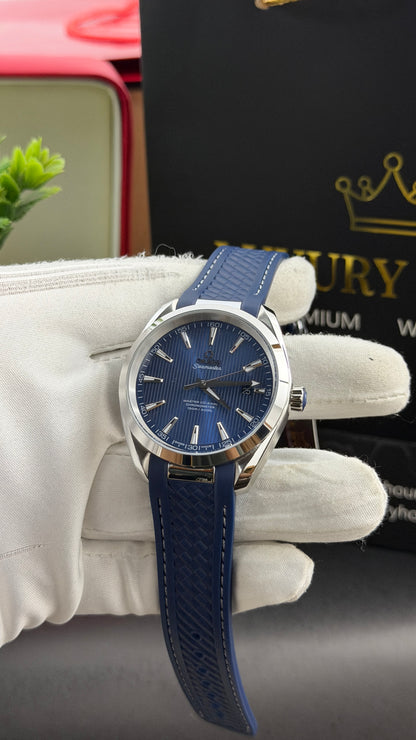 Silver with Blue Dial.