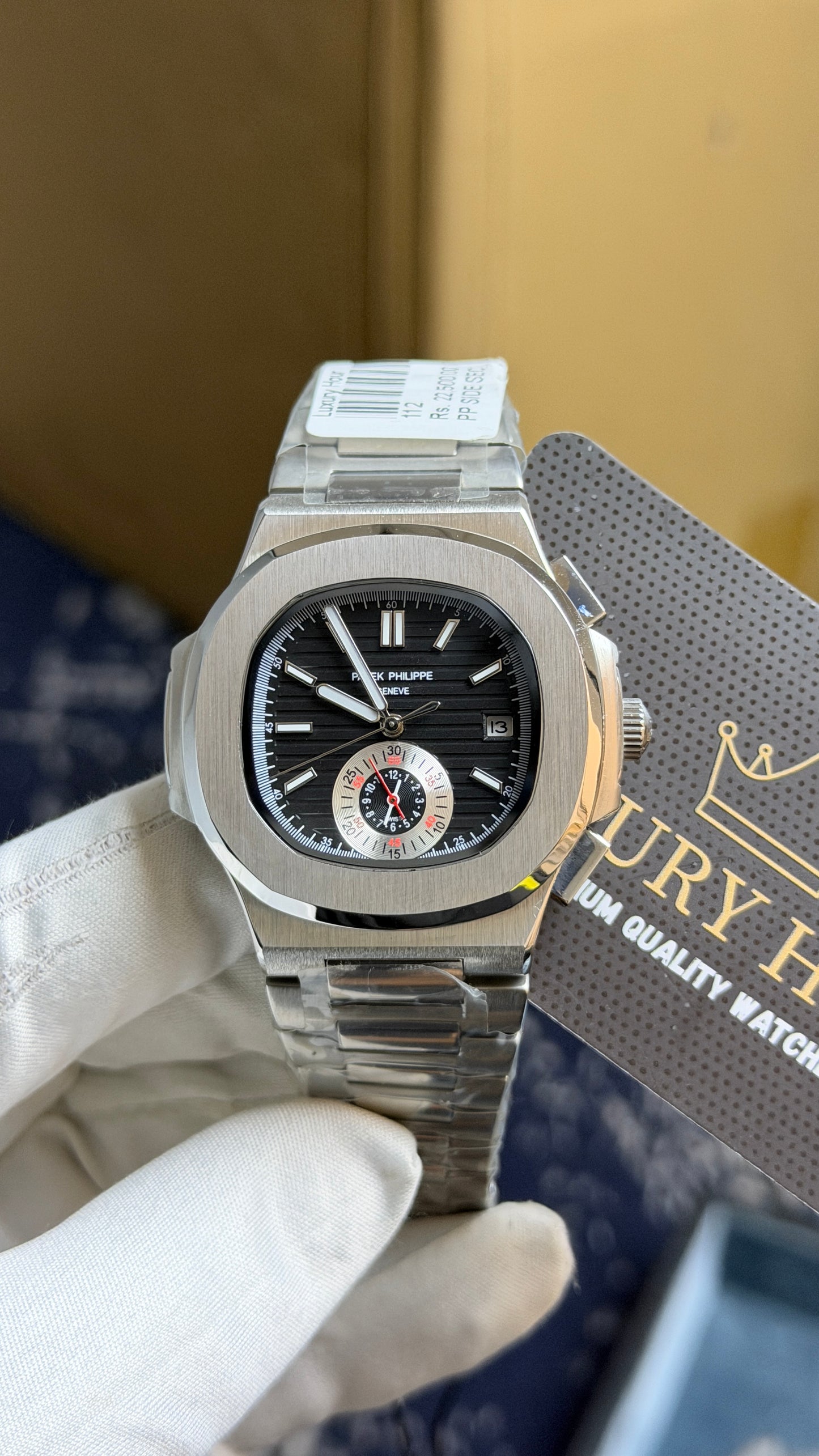 Silver with Black Dial.
