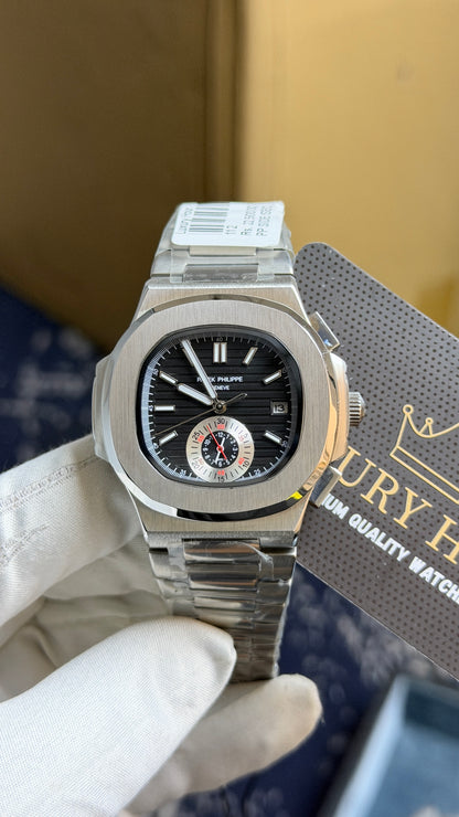 Silver with Black Dial.