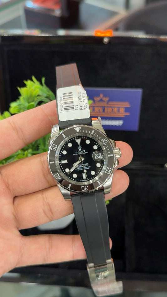 Silver with black dial
