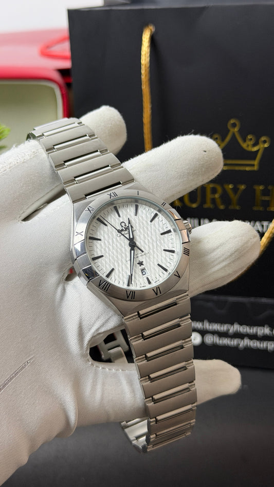 Silver with White Dial.