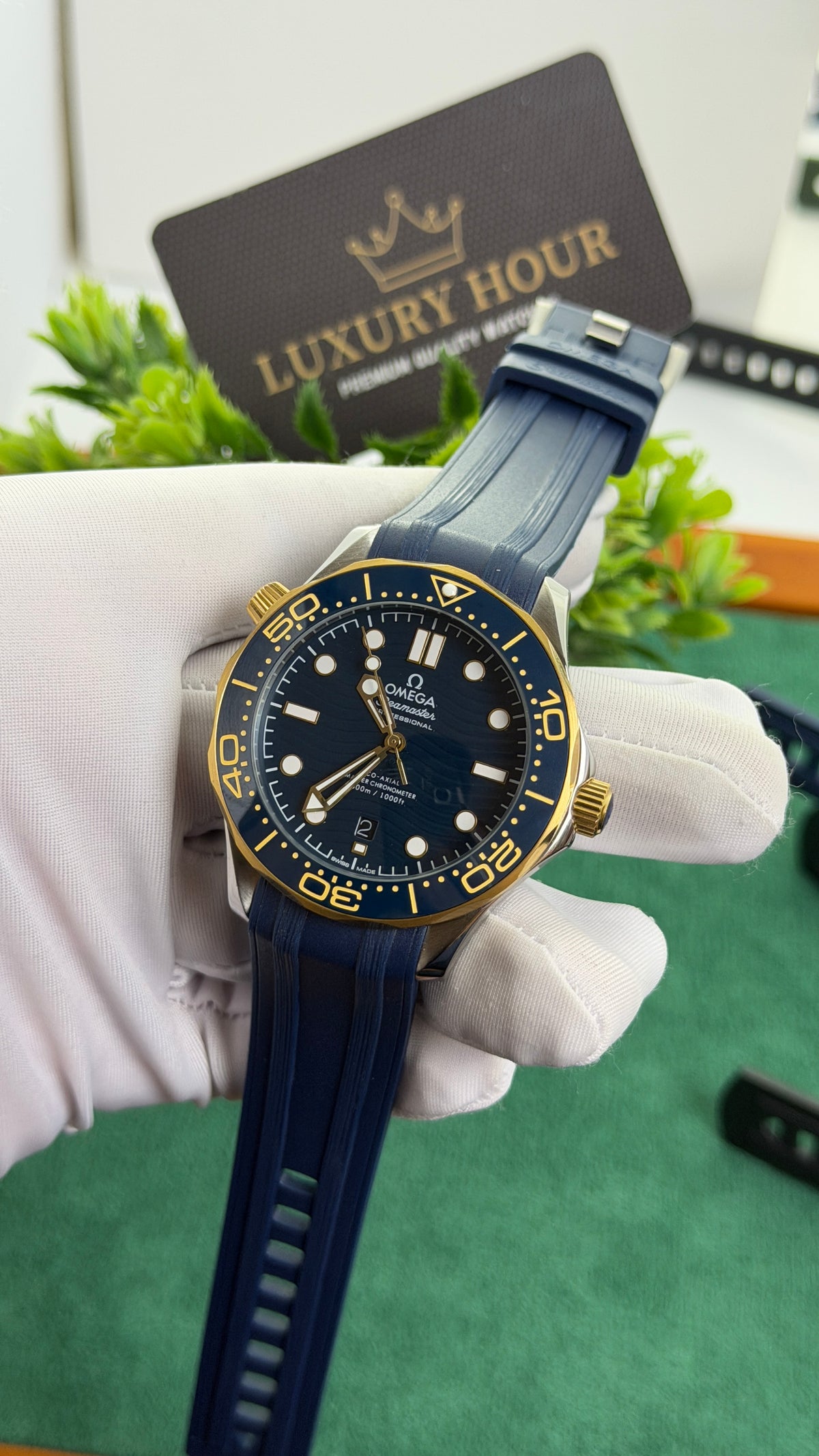 Yellow Gold with Blue Dial.
