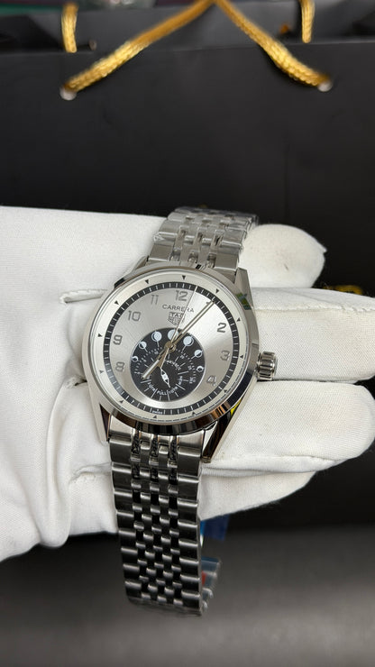 Silver with White Dial.