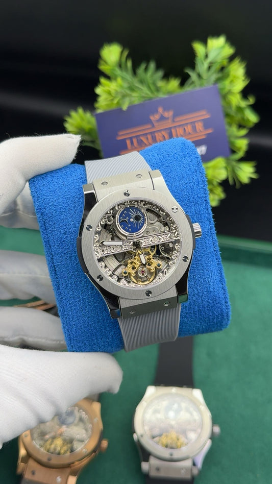 Silver with grey strap