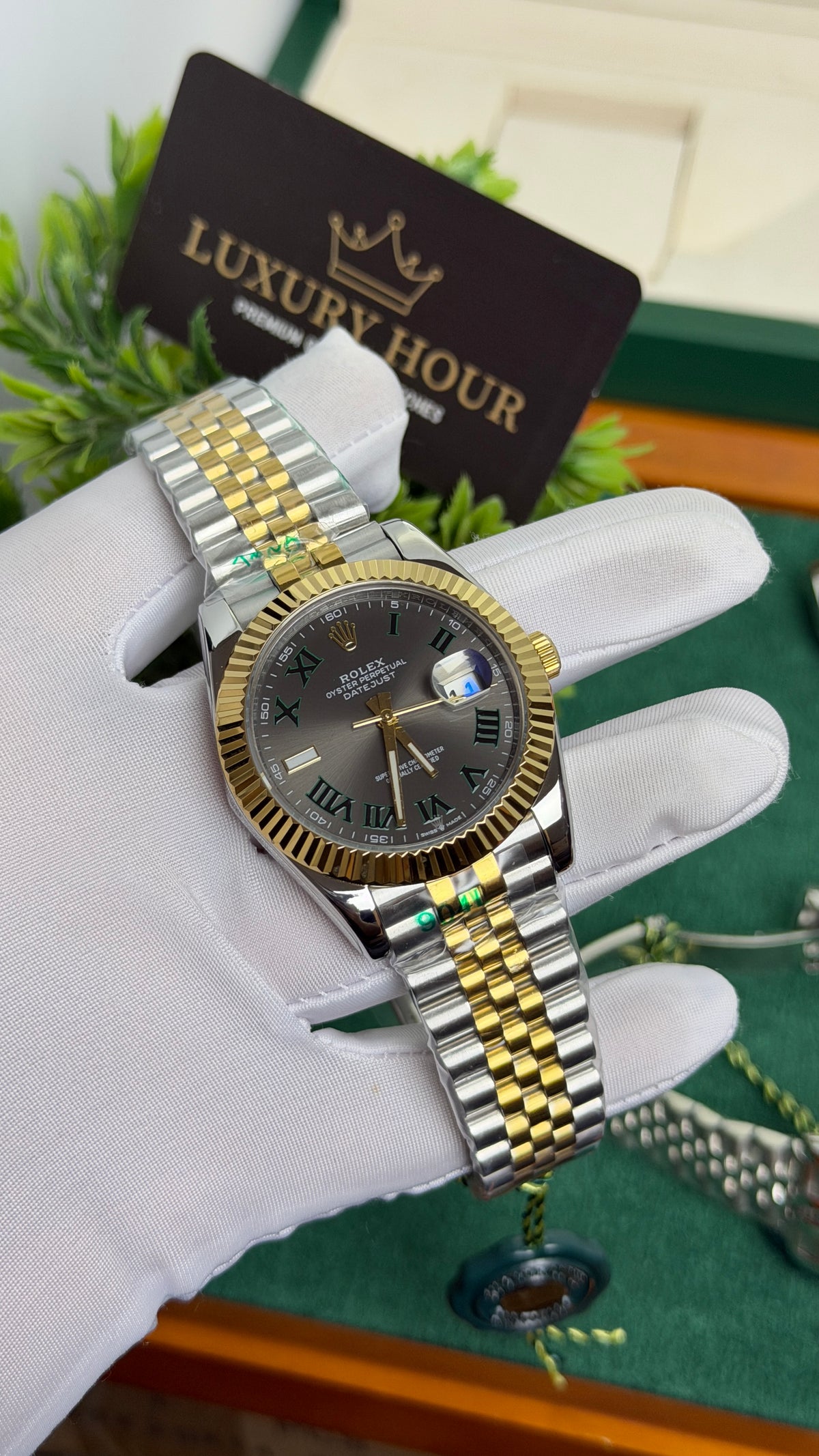 Yellow Gold Two Tone with Grey Dial.