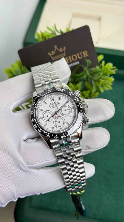 Silver with White Dial.