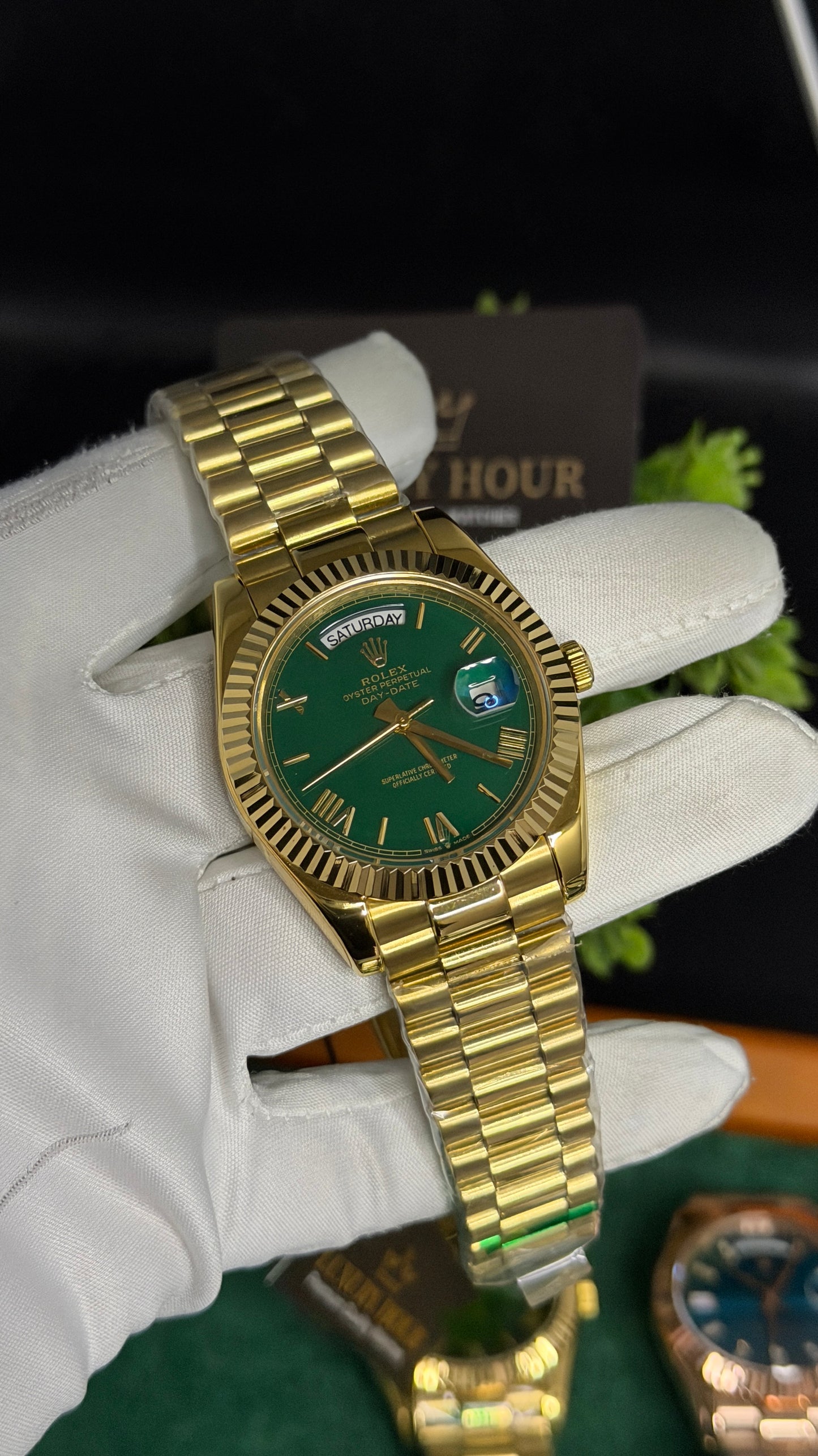 Yellow Gold with Green Dial
