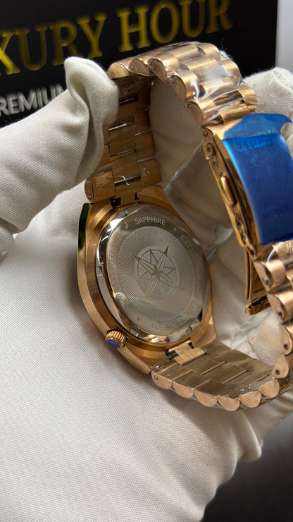 Yellow Gold with Green Dial.