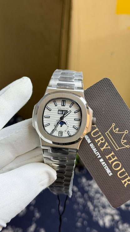 Silver with White Dial.