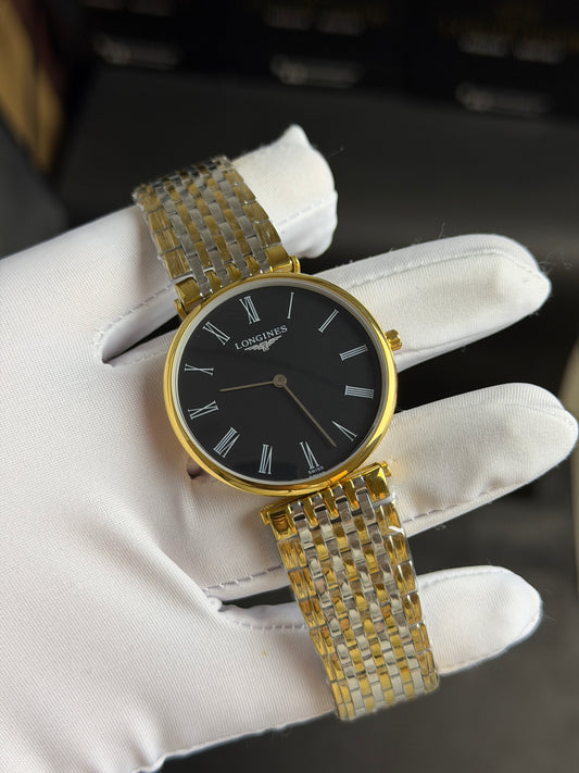 Yellow Gold Two Tone with Black Dial.