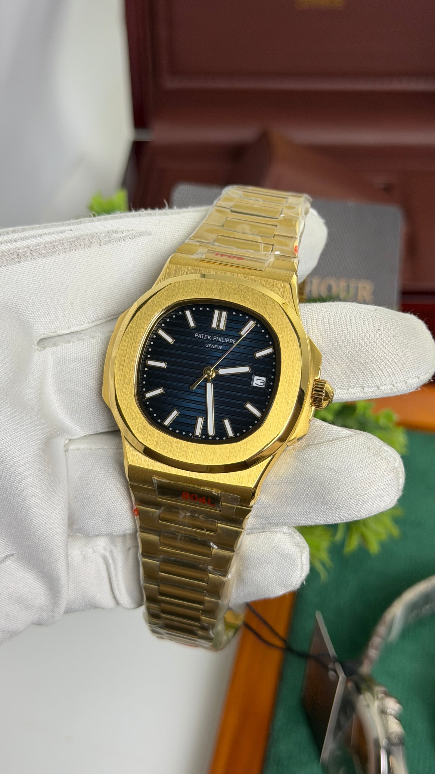 Yellow Gold with Blue Dial.