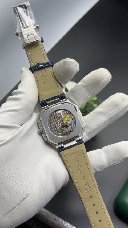 Silver with blue dial🔥