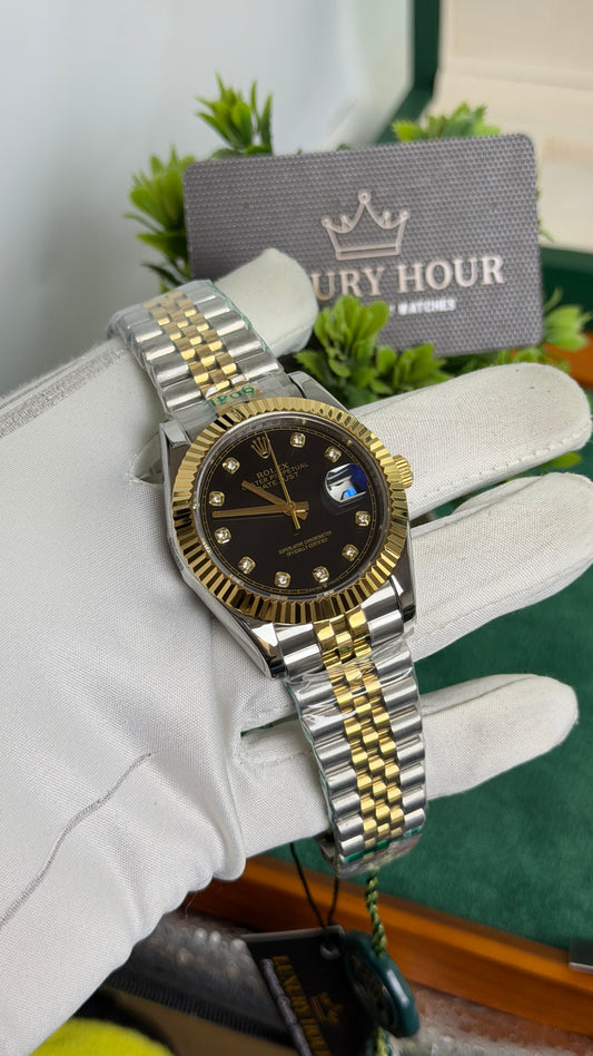 Yellow Gold Two Tone with Black Dial🔥
