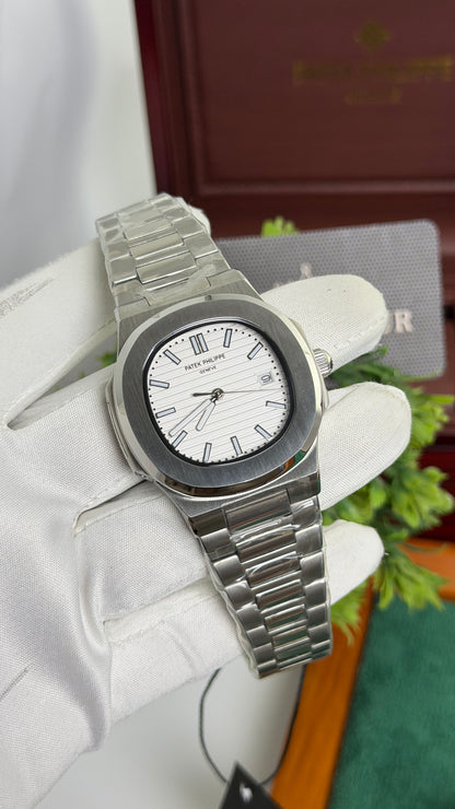 Silver with White Dial.