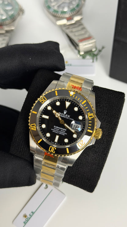 Yellow Gold Two Tone With Black Dial.