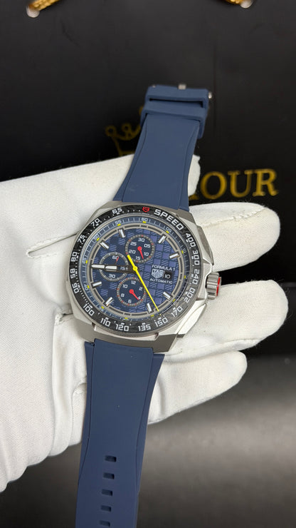 Silver with Blue Dial.