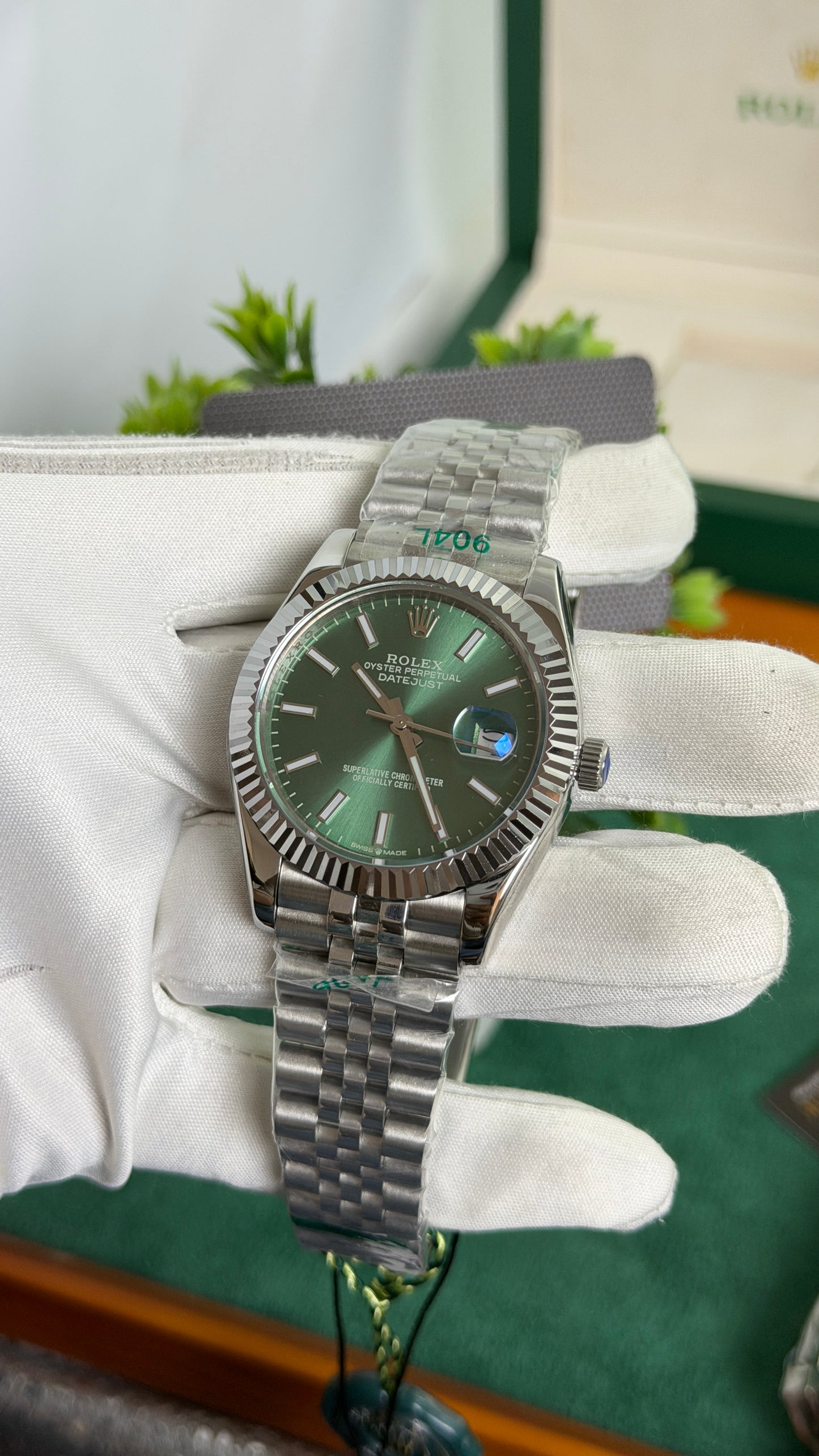 Silver with Green Dial🔥