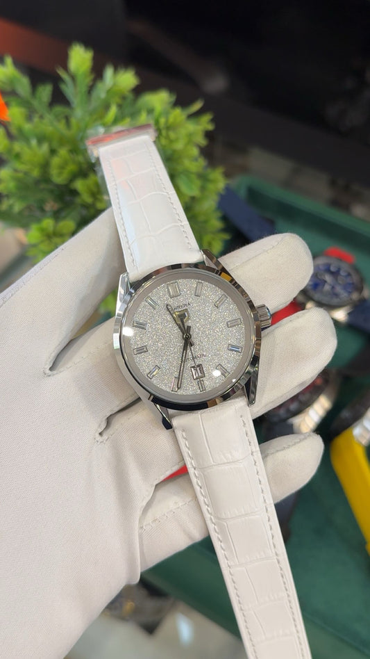 Silver with white dial