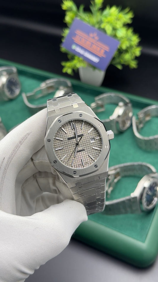 Silver with grey dial