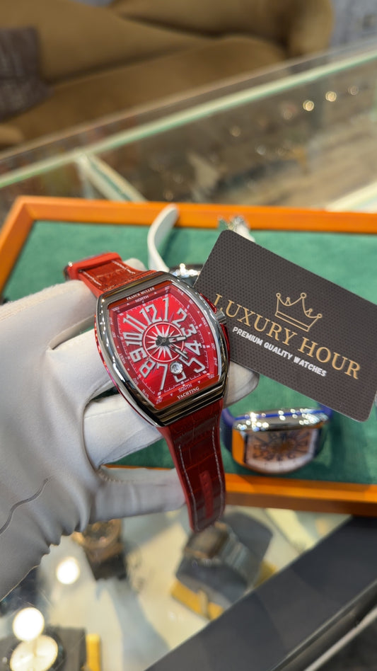 Silver with Red Dial.