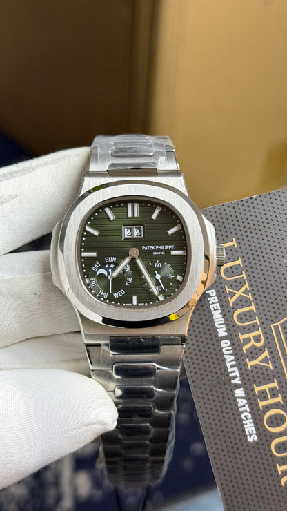 Silver with Olive Green Dial.