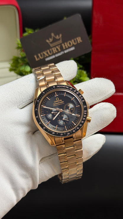 Rose Gold with Black Dial.