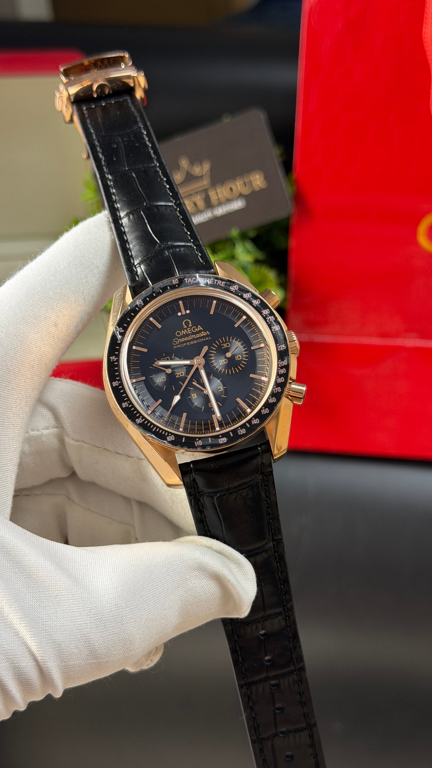 Rose Gold with Black Dial.