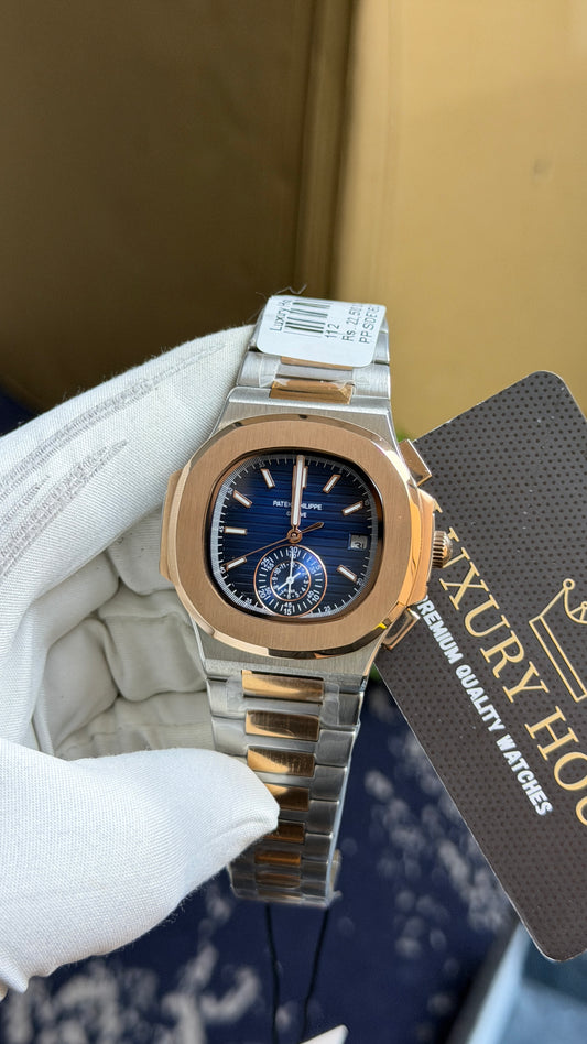 Rose Gold Two Tone with blue Dial.