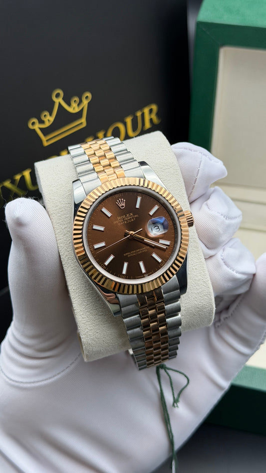 Rose Gold Two tone with chocolate dial