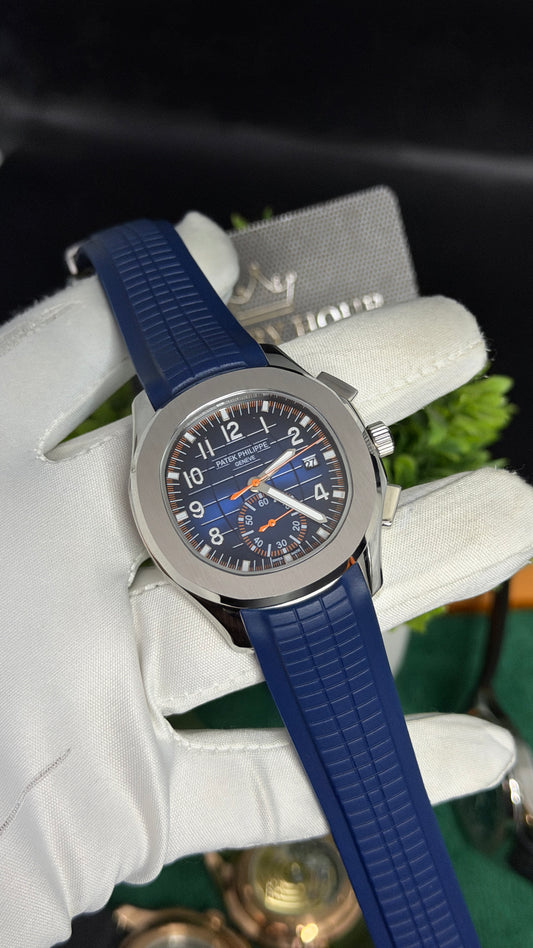 Silver with Blue Dial