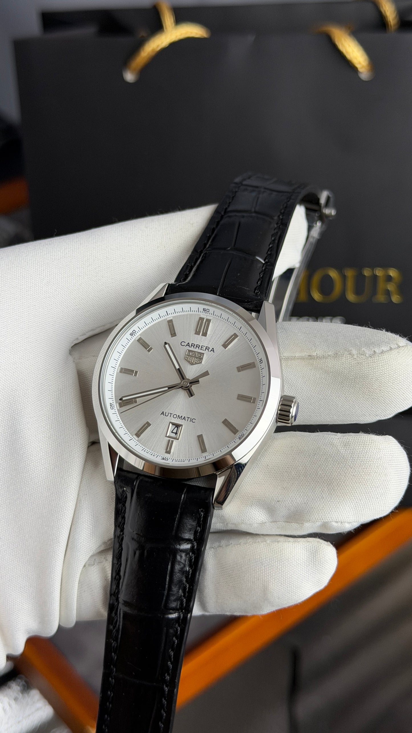 Silver with White Dial.