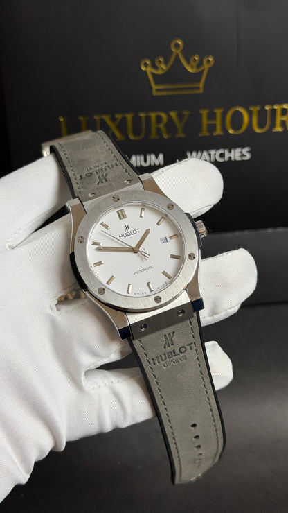 Silver with White Dial.