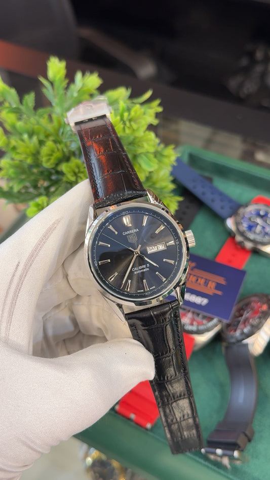 Silver with black dial