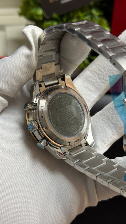 Silver with Blue Dial.