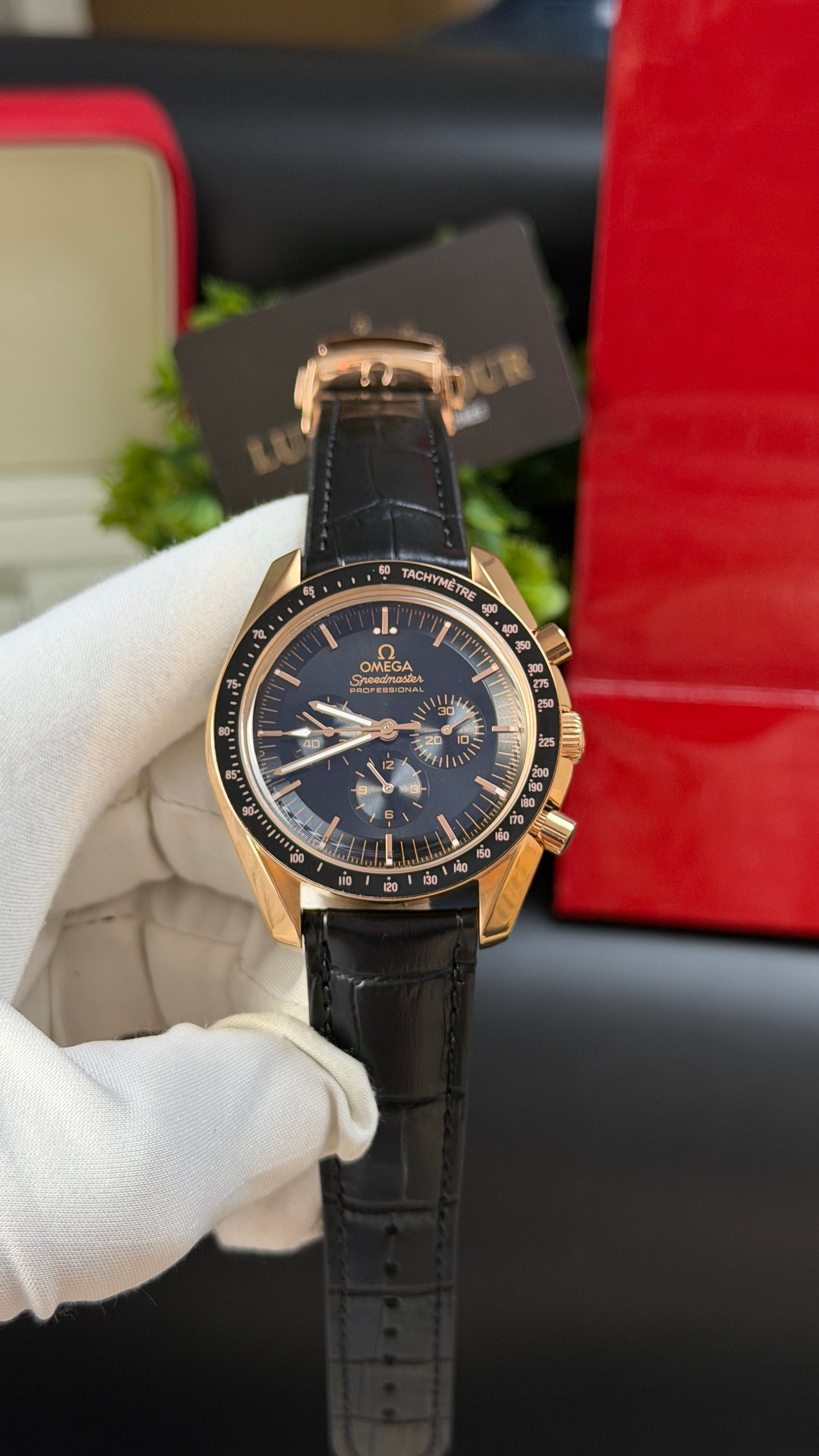 Rose Gold with Black Dial.