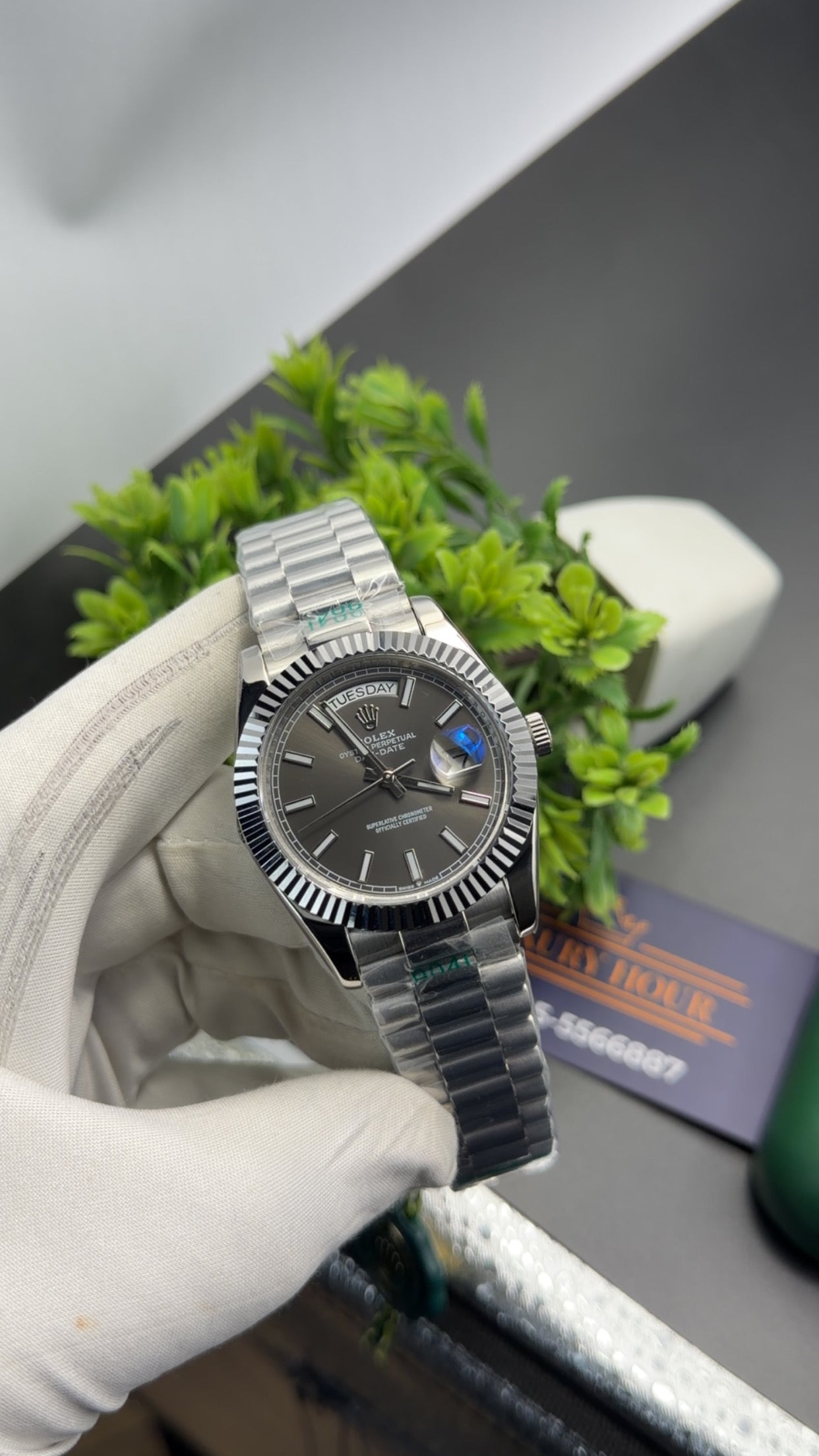 Silver with black dial🔥