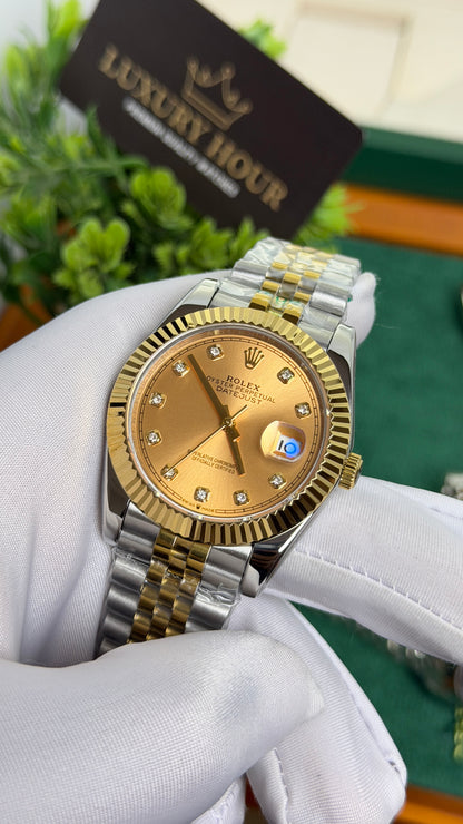 Yellow Gold Two Tone with Rose Gold Dial.