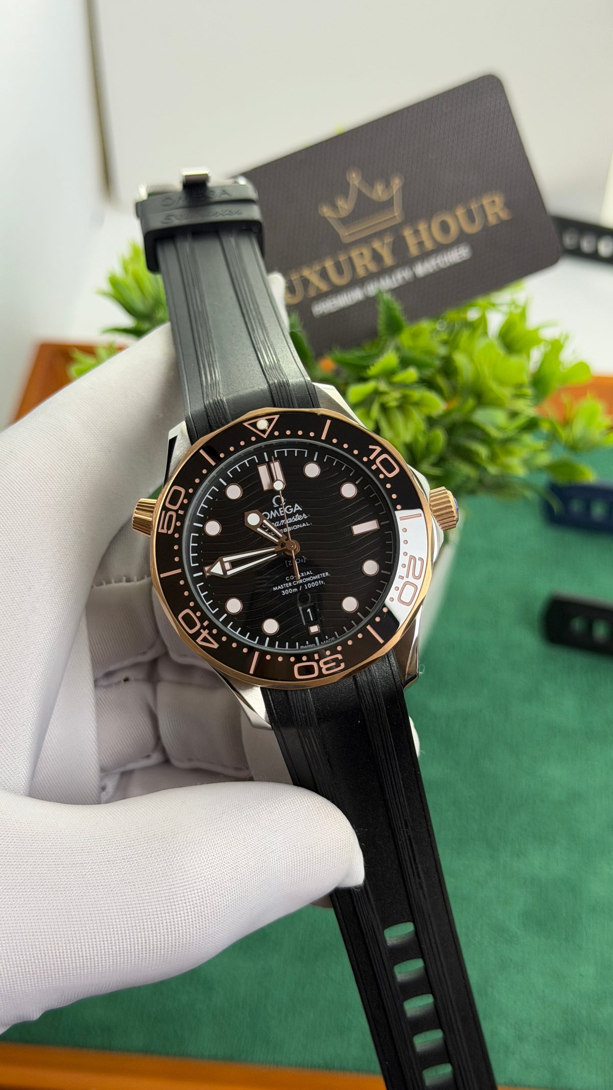 Rose Gold with Black Dial.