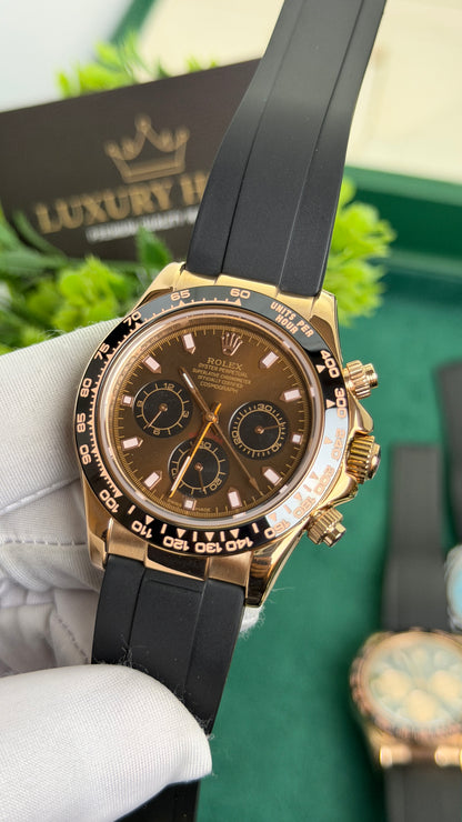 Rose Gold with Chocolate Dial.
