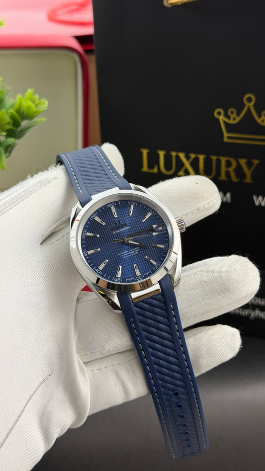 Silver with Blue Dial.
